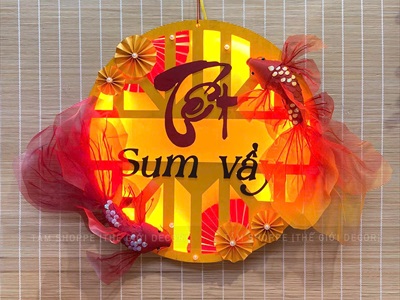 [Order 3 - 5 ngày] Bảng treo Tết Sum Vầy đèn Led [Bằng gỗ - Cắm điện] ĐK 60cm BANGTREO-TET-01